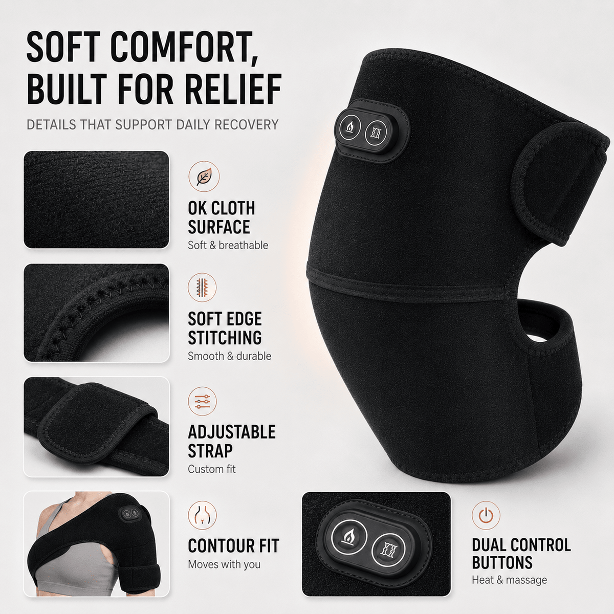 USB Heated Shoulder Bandage - 3-in-1 Joint Relief