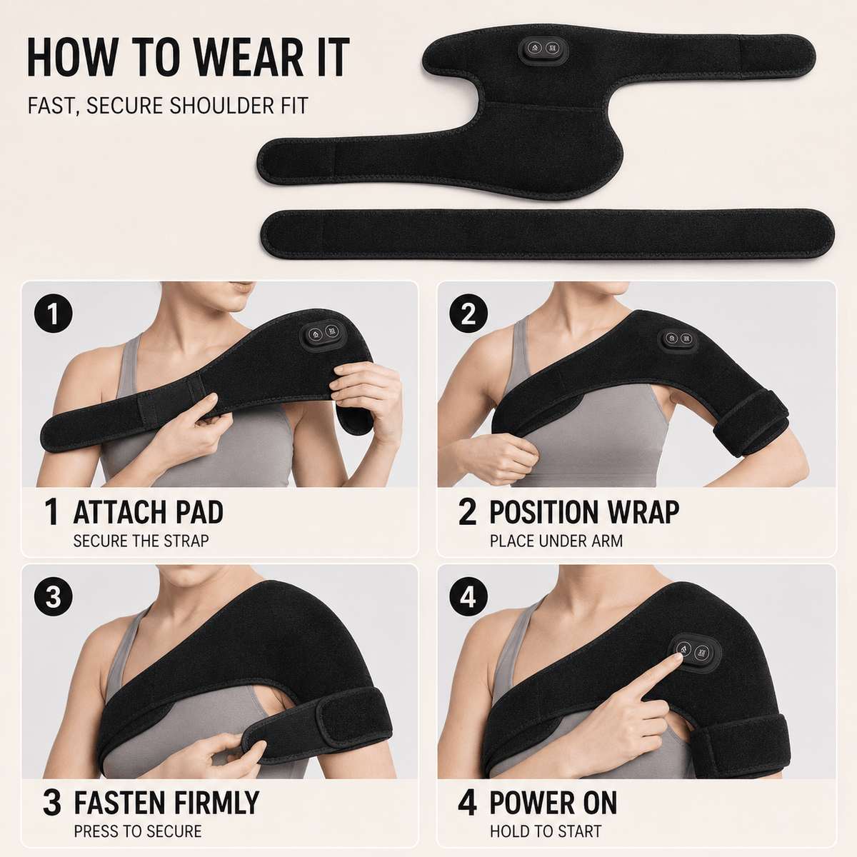 USB Heated Shoulder Bandage - 3-in-1 Joint Relief