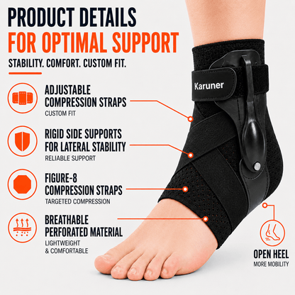 Ankle Brace with Lateral Stabilizers - Low Profile Adjustable