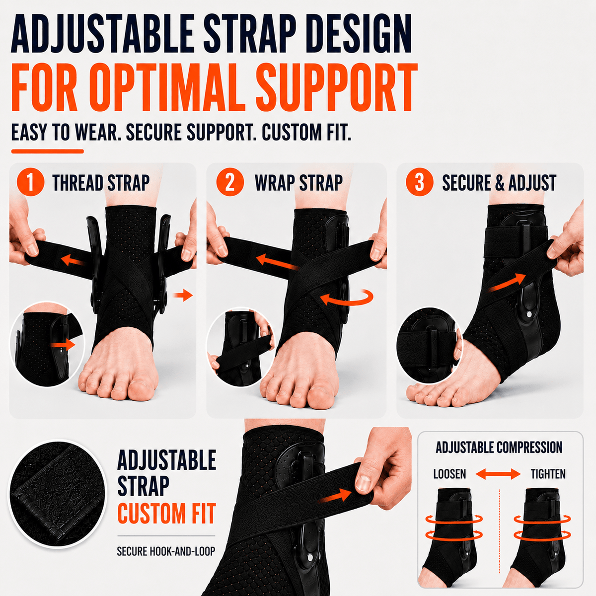 Ankle Brace with Lateral Stabilizers - Low Profile Adjustable