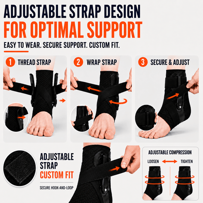 Ankle Brace with Lateral Stabilizers - Low Profile Adjustable