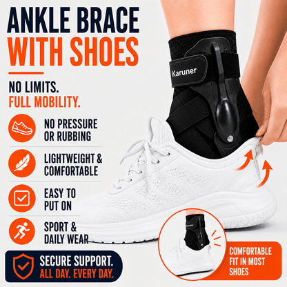 Ankle Brace with Lateral Stabilizers - Low Profile Adjustable