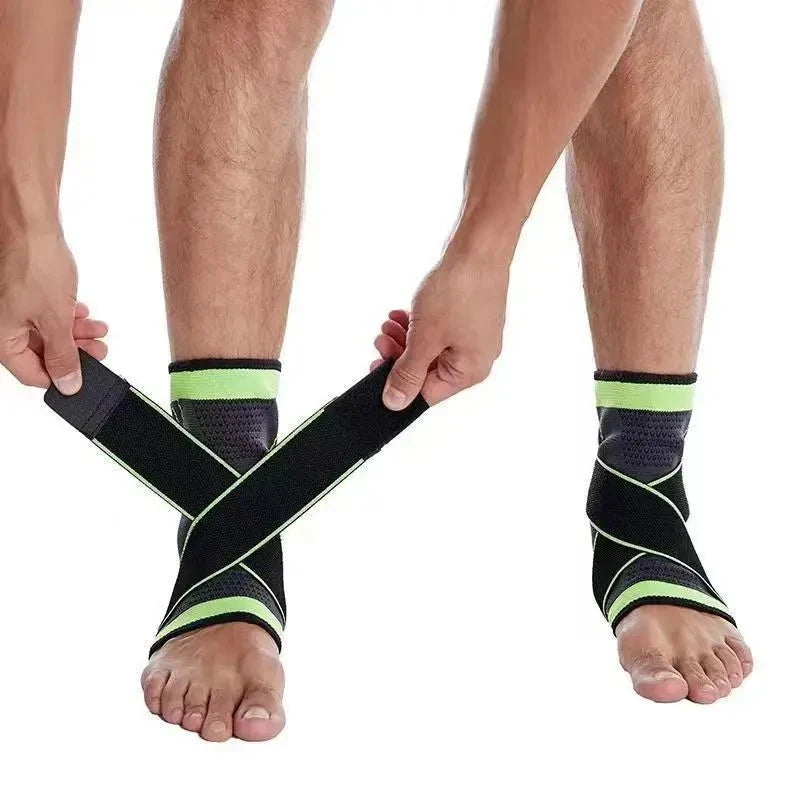 Ankle Brace with Compression Strap - Adjustable 1 or 2 Pieces