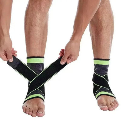 Ankle Brace with Compression Strap - Adjustable 1 or 2 Pieces