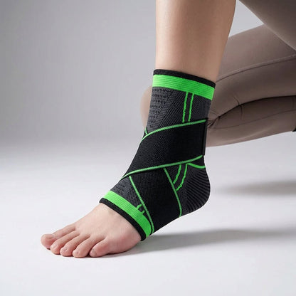 Ankle Brace with Compression Strap - Adjustable 1 or 2 Pieces