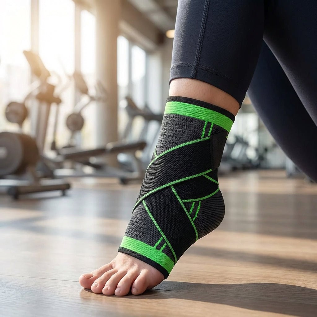 Ankle Brace with Compression Strap - Adjustable 1 or 2 Pieces