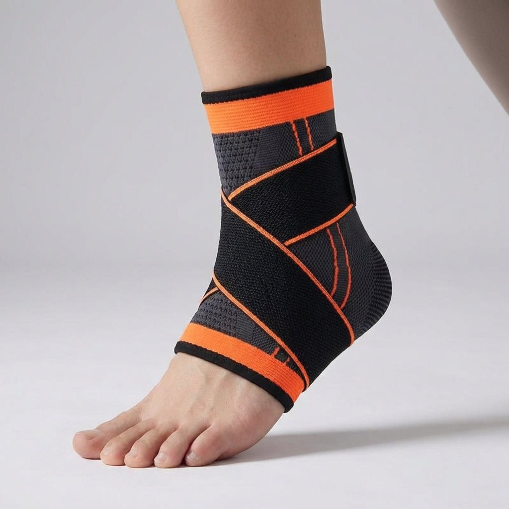 Ankle Brace with Compression Strap - Adjustable 1 or 2 Pieces