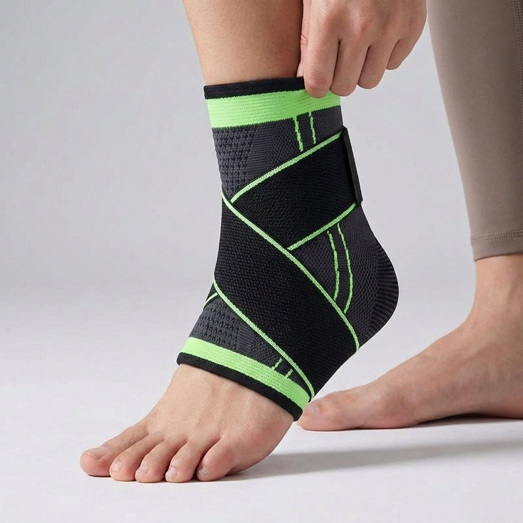 Ankle Brace with Compression Strap - Adjustable 1 or 2 Pieces