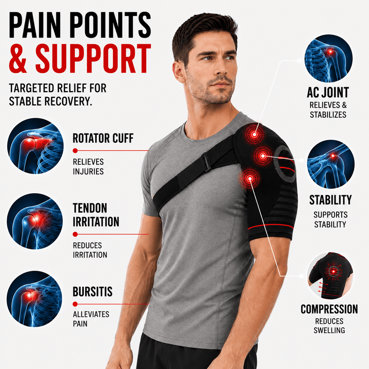 Rotator Cuff Shoulder Brace - Adjustable Sport & Recovery