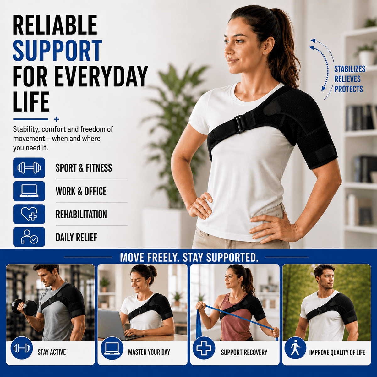 Unilateral Shoulder Brace with Pressure Pad - Adjustable Targeted