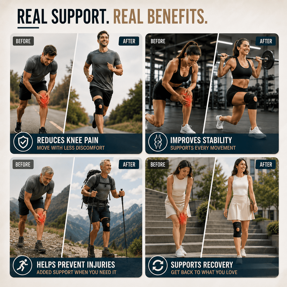 Adjustable Knee Brace with Stabilizers - Sport & Daily Wear