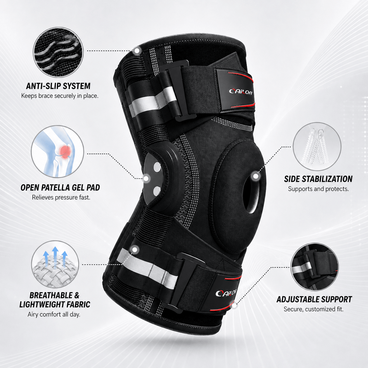 Knee Brace with Stabilizers - Pain Relief & Active Support