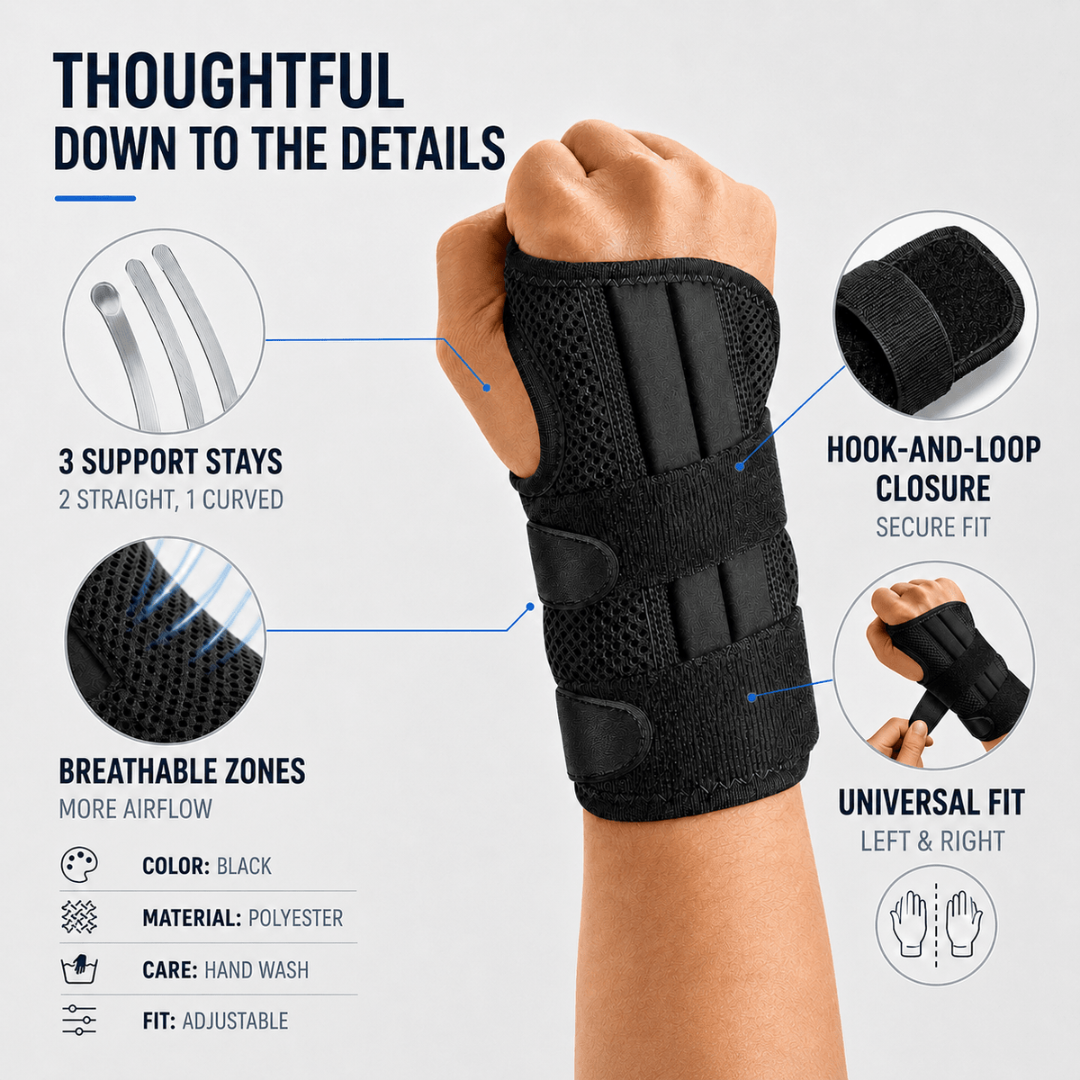 Adjustable Wrist Brace with Splint - Stabilization & Relief