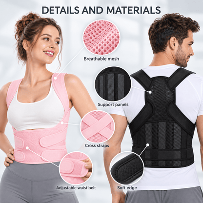 Full Back Posture Brace - Unisex Adjustable Total Support
