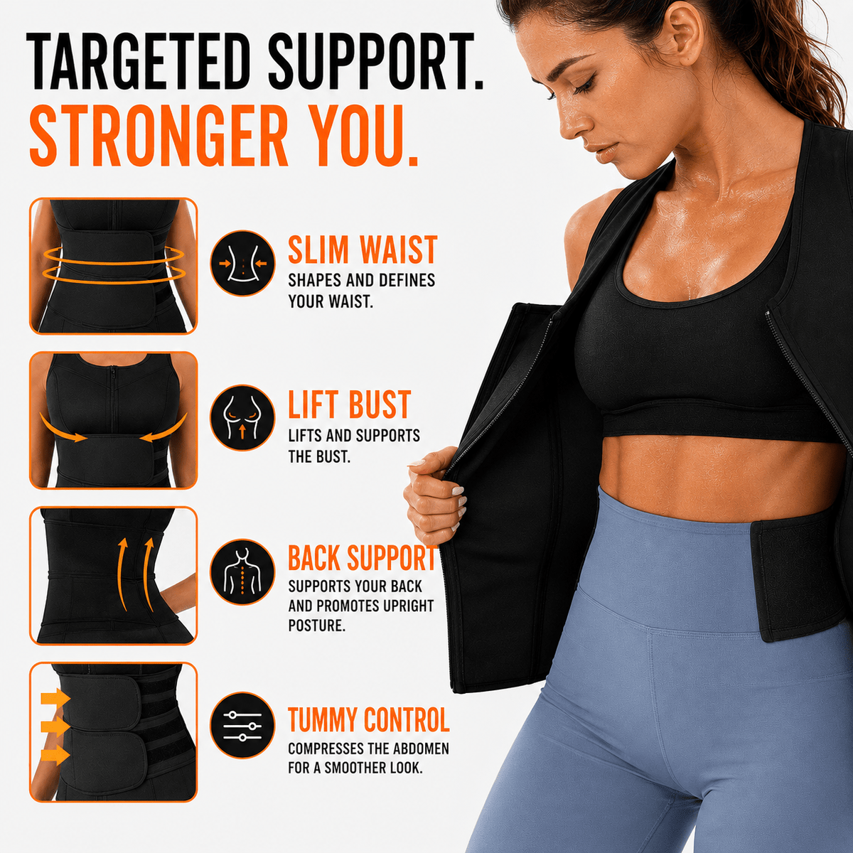 Upper Back & Waist Posture Brace - Clavicle Adjustable Straps