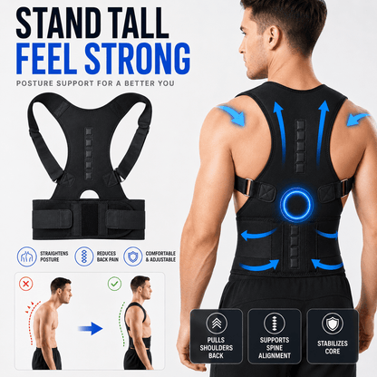 Posture Corrector with Wide Lumbar Belt - Office & Home Support