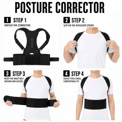 Posture Corrector with Wide Lumbar Belt - Office & Home Support