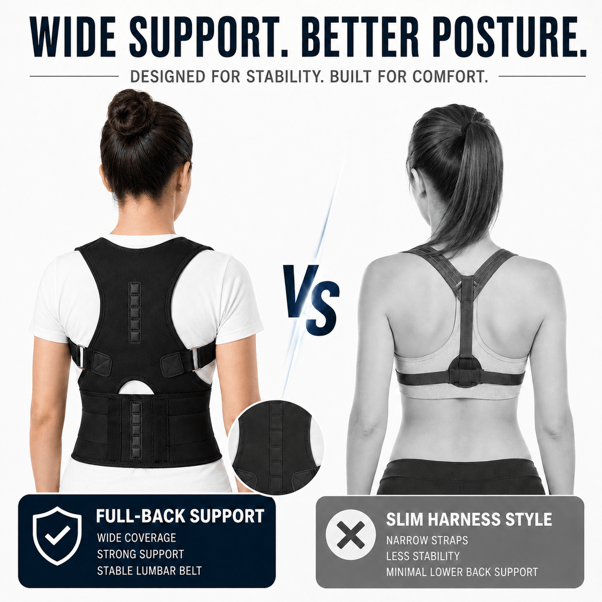 Posture Corrector with Wide Lumbar Belt - Office & Home Support