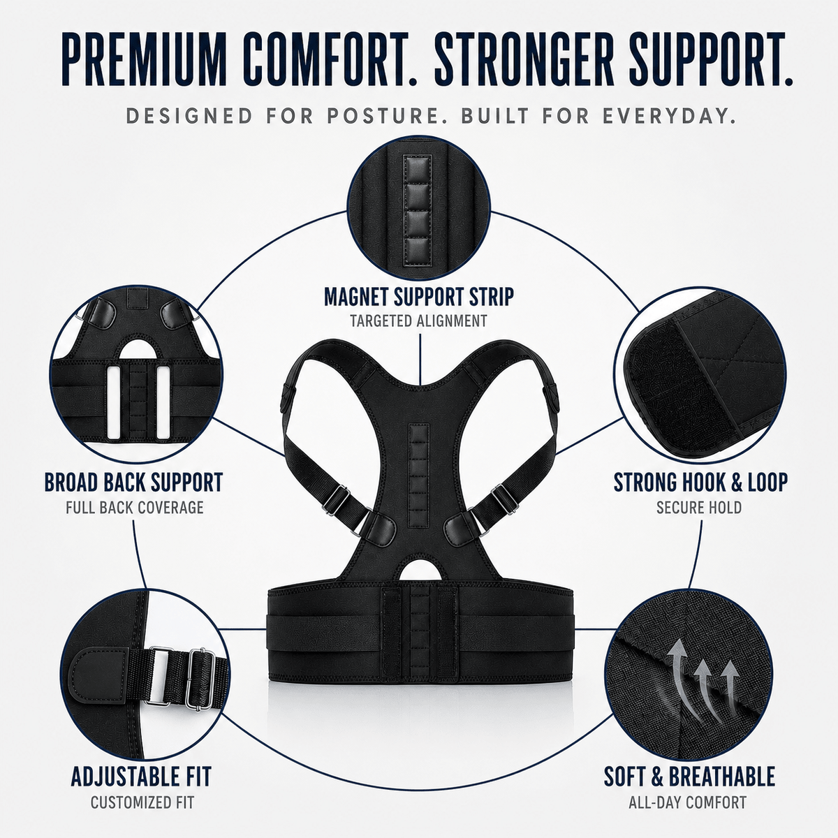 Posture Corrector with Wide Lumbar Belt - Office & Home Support