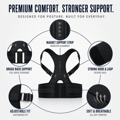 Posture Corrector with Wide Lumbar Belt - Office & Home Support