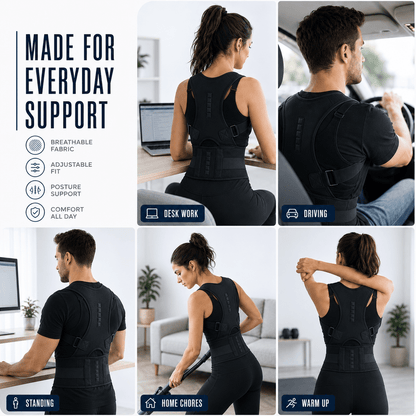 Posture Corrector with Wide Lumbar Belt - Office & Home Support