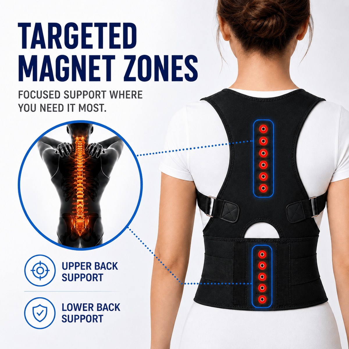 Posture Corrector with Wide Lumbar Belt - Office & Home Support