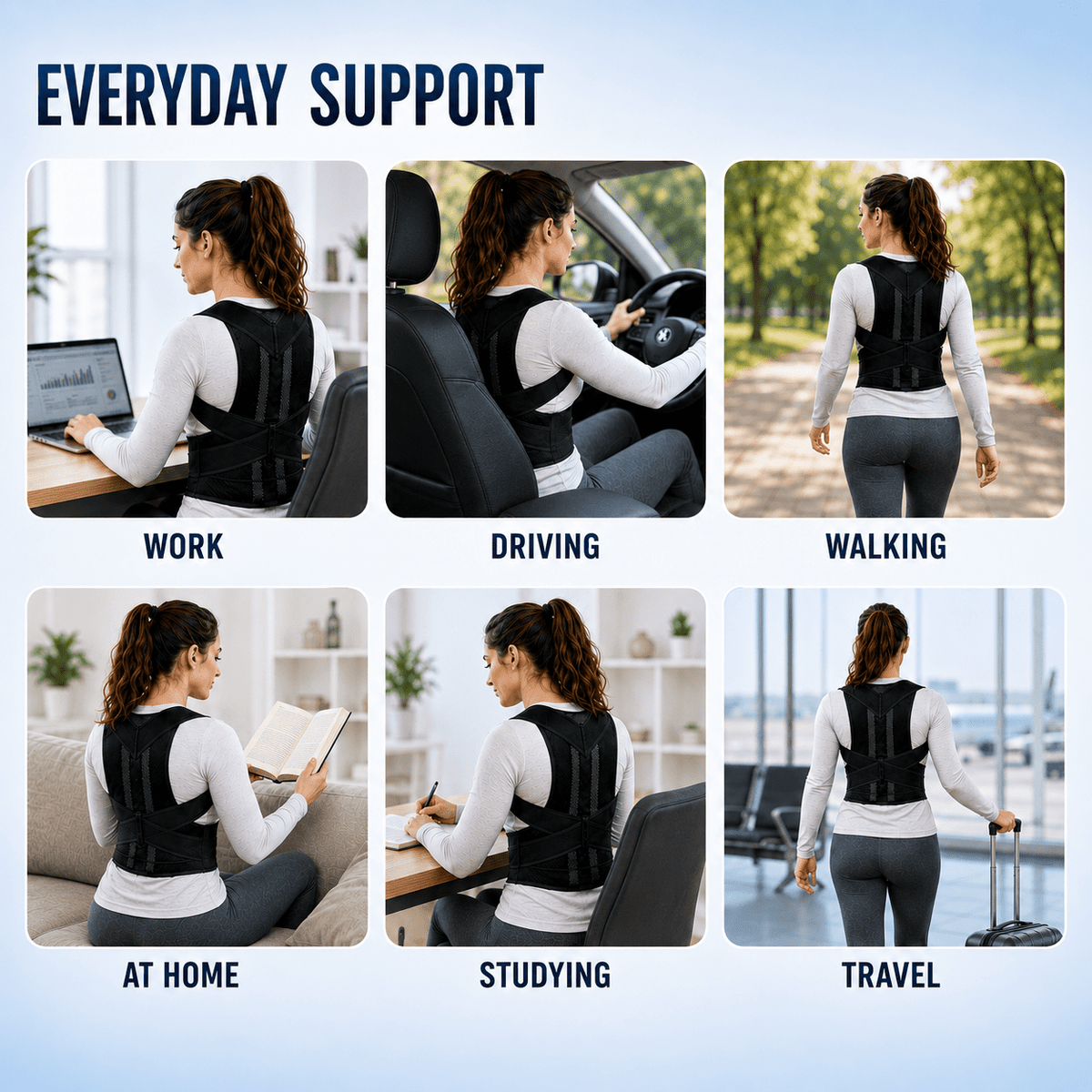 Adjustable Upper Back Posture Corrector - Light Discreet Daily
