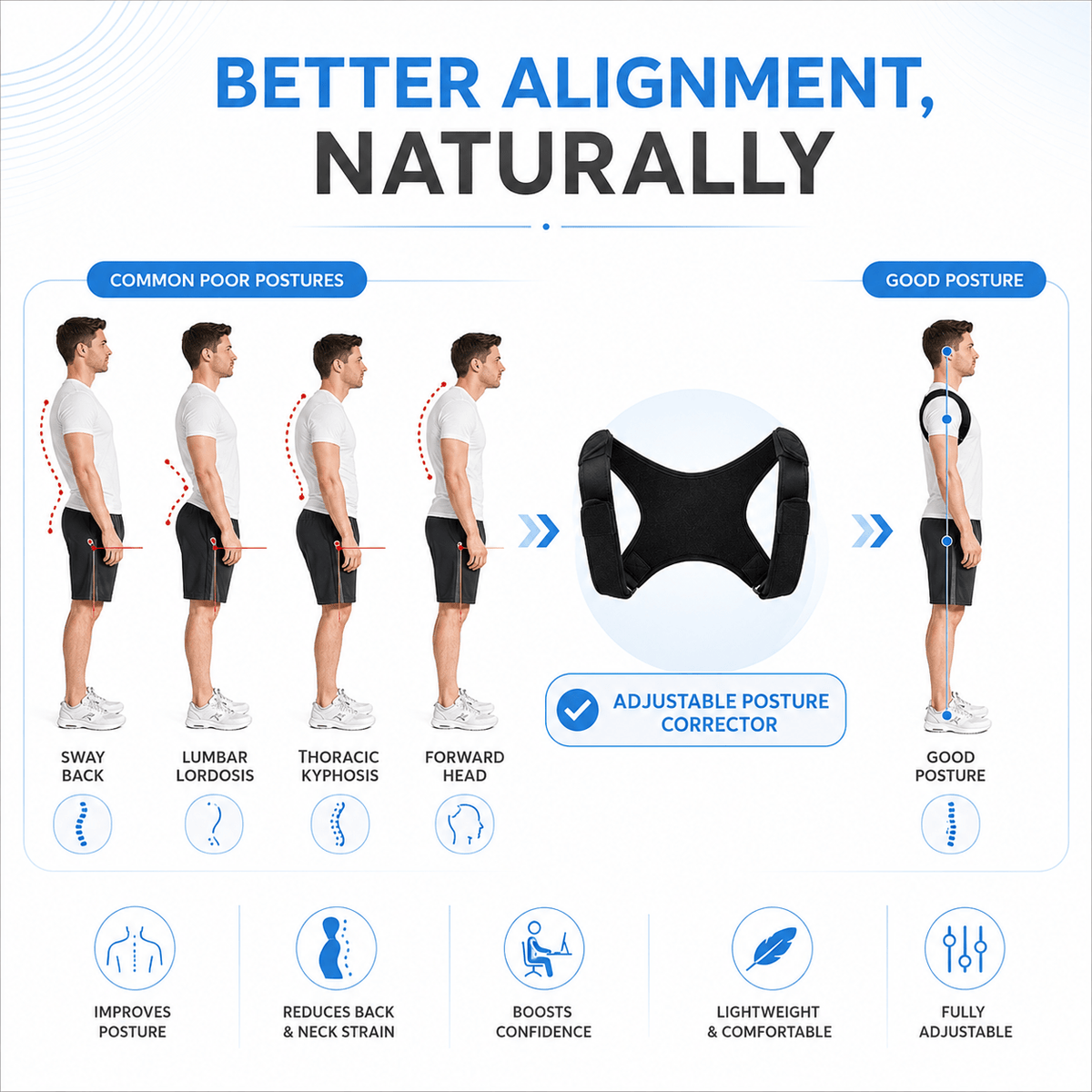 Shoulders Posture Corrector - Adjustable Discreet Office Effective