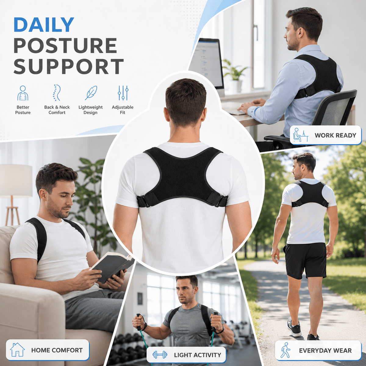 Shoulders Posture Corrector - Adjustable Discreet Office Effective