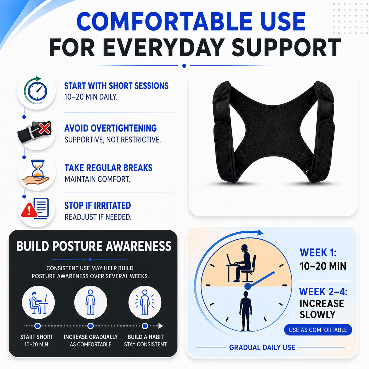 Shoulders Posture Corrector - Adjustable Discreet Office Effective