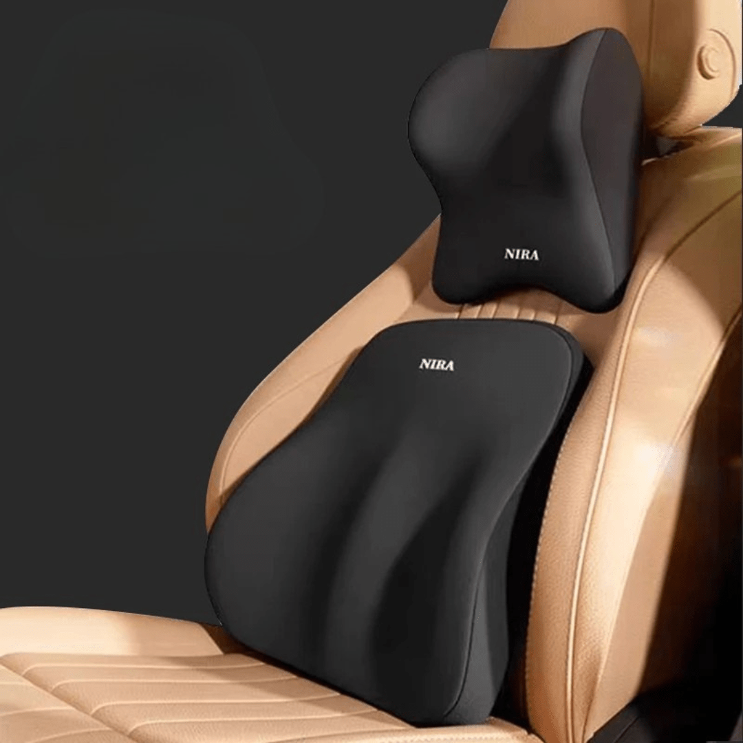Car Lumbar & Headrest Memory Foam Cushion - Premium Driver Set