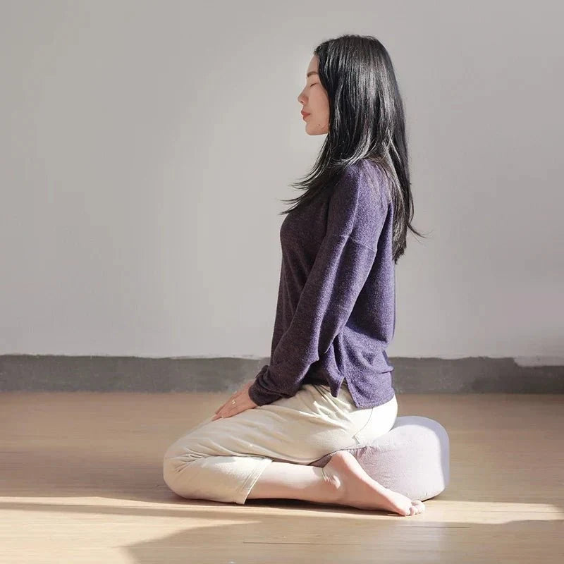 Round Floor Yoga Meditation Cushion - Natural Buckwheat Fill