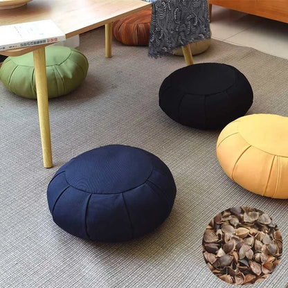 Round Floor Yoga Meditation Cushion - Natural Buckwheat Fill