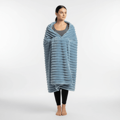 Striped Coral Fleece Blanket - Thick Warm Home Comfort