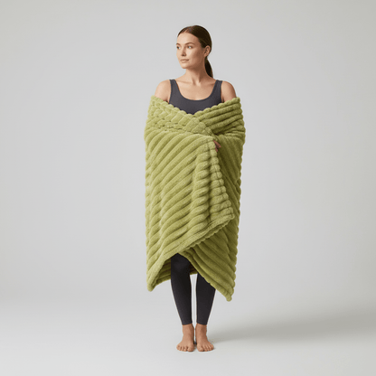 Striped Coral Fleece Blanket - Thick Warm Home Comfort