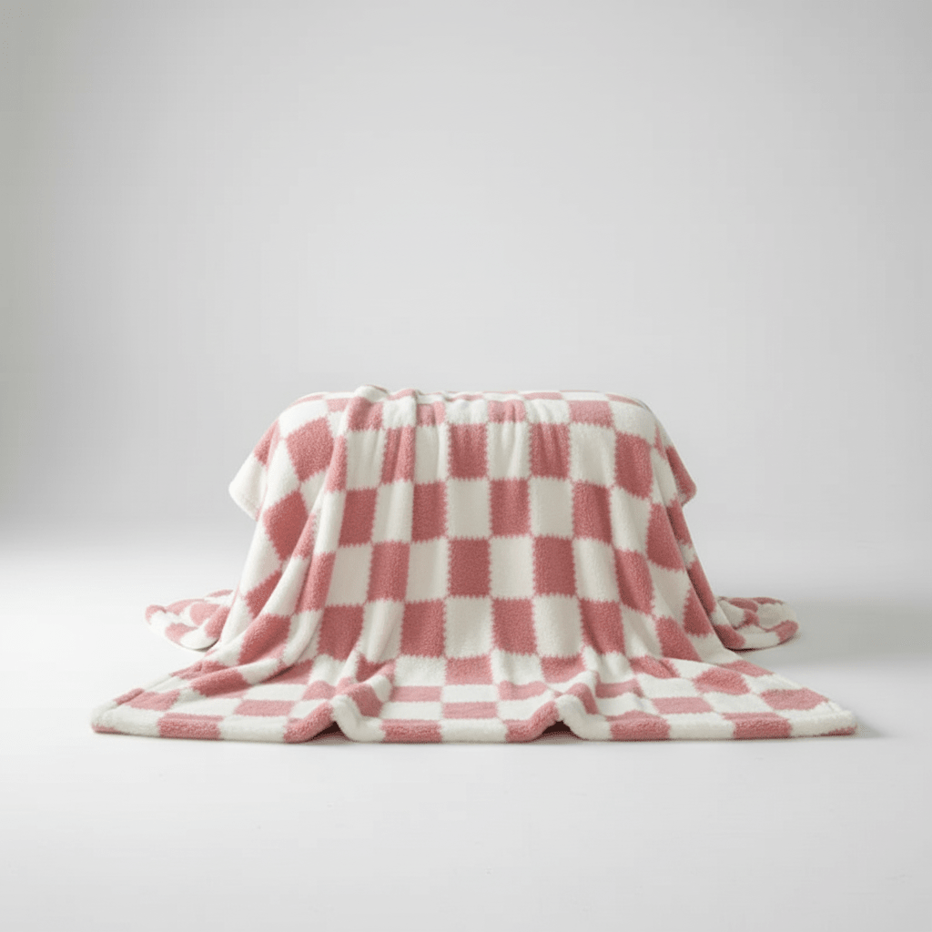 Checked Fleece Blanket - Bed & Sofa Classic Cosy Comfort