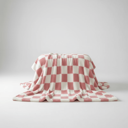 Checked Fleece Blanket - Bed & Sofa Classic Cosy Comfort