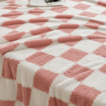 Checked Fleece Blanket - Bed & Sofa Classic Cosy Comfort