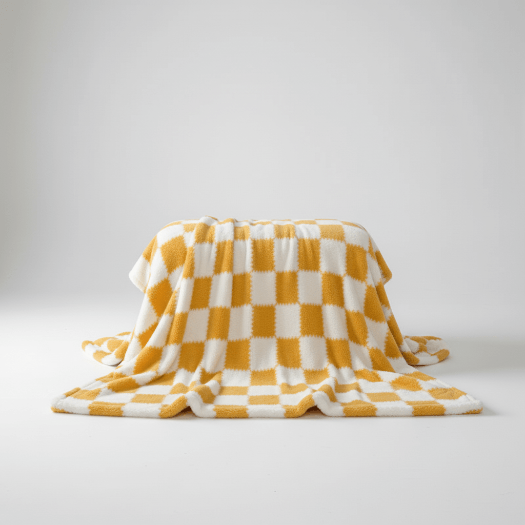Checked Fleece Blanket - Bed & Sofa Classic Cosy Comfort