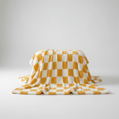 Checked Fleece Blanket - Bed & Sofa Classic Cosy Comfort