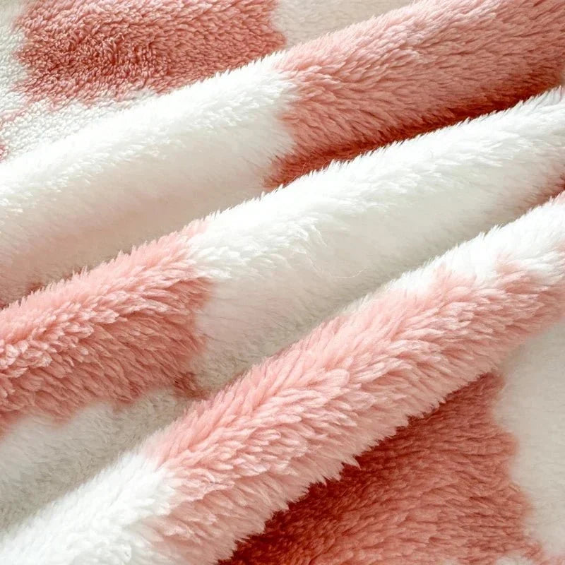 Checked Fleece Blanket - Bed & Sofa Classic Cosy Comfort