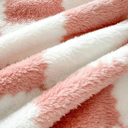 Checked Fleece Blanket - Bed & Sofa Classic Cosy Comfort