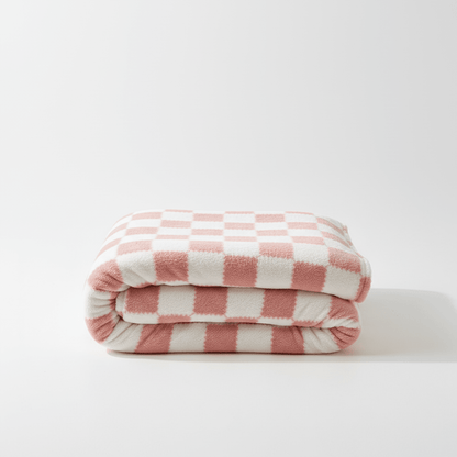 Checked Fleece Blanket - Bed & Sofa Classic Cosy Comfort