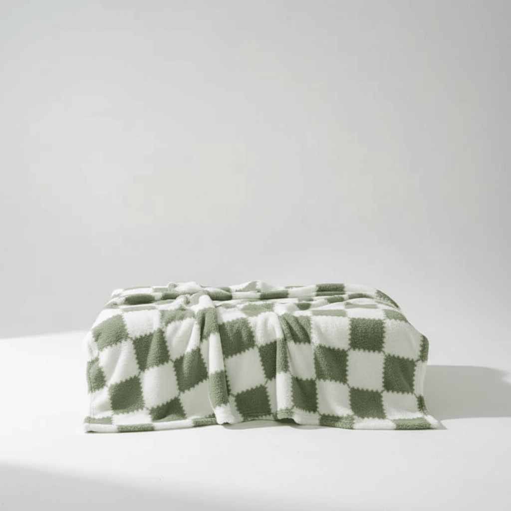 Checked Fleece Blanket - Bed & Sofa Classic Cosy Comfort