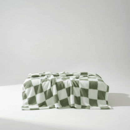 Checked Fleece Blanket - Bed & Sofa Classic Cosy Comfort
