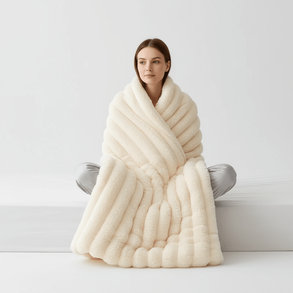 Striped Coral Fleece Large Blanket - Travel & Home Oversized Comfort