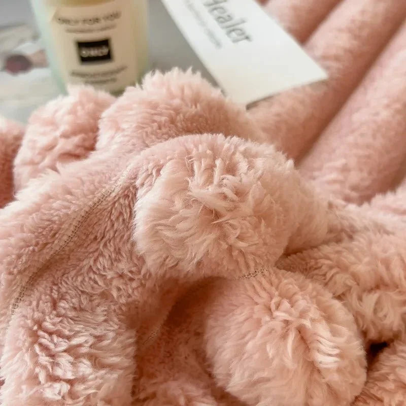 Striped Coral Fleece Large Blanket - Travel & Home Oversized Comfort