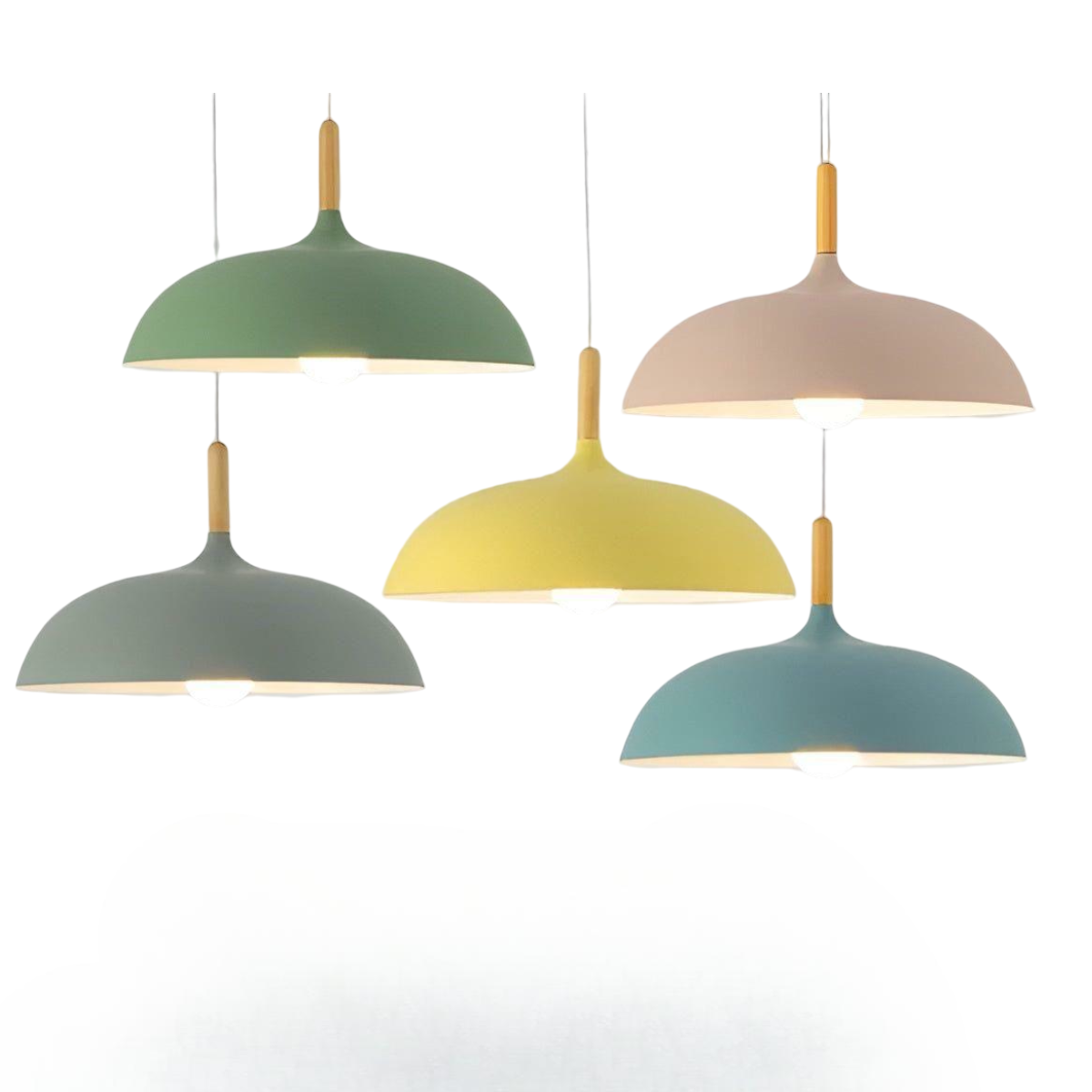 Suspension Chêne Scandinave Minimaliste | Noir Blanc Chaud pour Salon et Cuisine