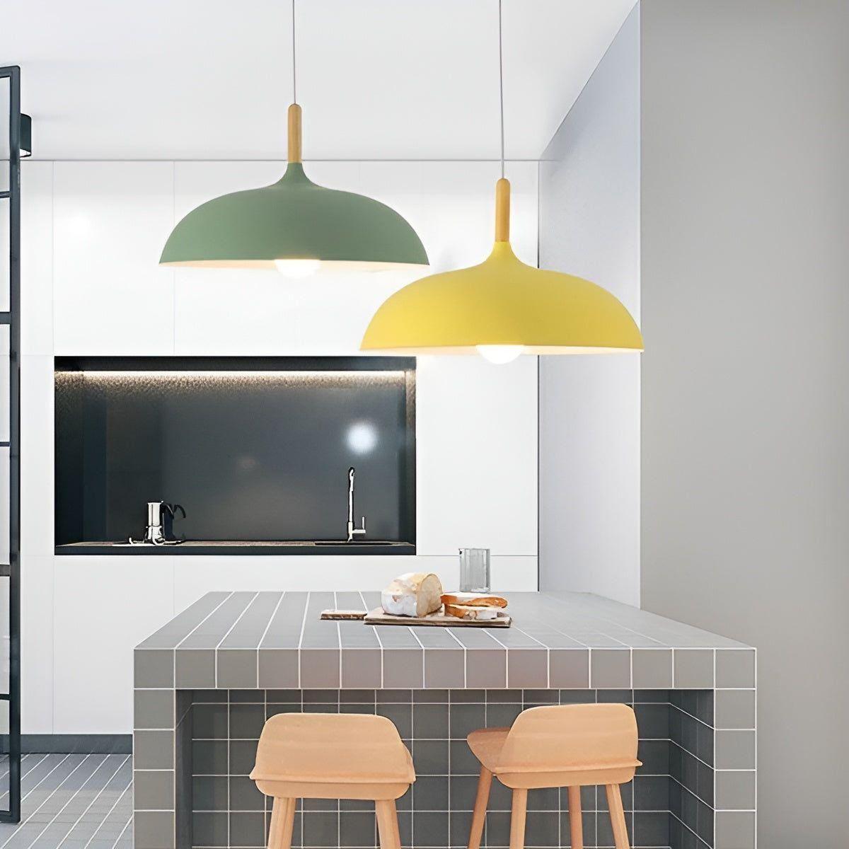Suspension Chêne Scandinave Minimaliste | Noir Blanc Chaud pour Salon et Cuisine