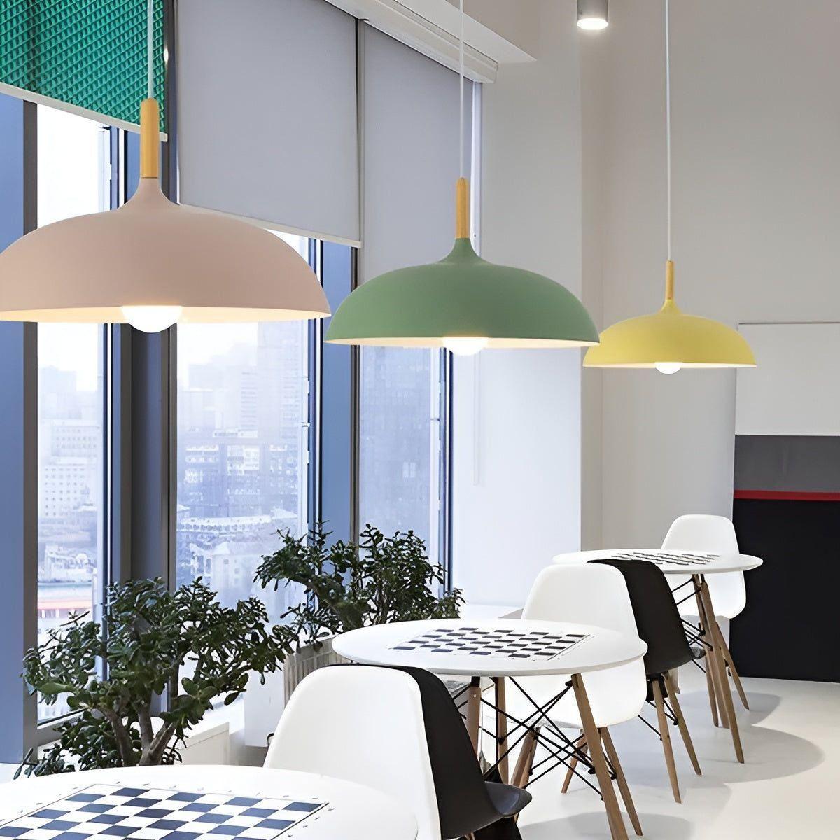 Suspension Chêne Scandinave Minimaliste | Noir Blanc Chaud pour Salon et Cuisine
